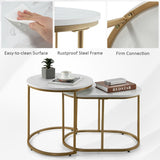 NNECW Modern Nesting Round Coffee Table Set of 2 for Living Room