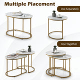 NNECW Modern Nesting Round Coffee Table Set of 2 for Living Room