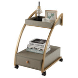 NNECW 2-Layer C-Shaped Rolling End Table with Drawer