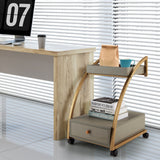 NNECW 2-Layer C-Shaped Rolling End Table with Drawer