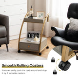 NNECW 2-Layer C-Shaped Rolling End Table with Drawer