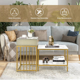NNECW 2-Piece Nesting Coffee Table Set with Drawer and Shelf