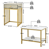 NNECW 2-Piece Nesting Coffee Table Set with Drawer and Shelf