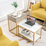 NNECW 2-Piece Nesting Coffee Table Set with Drawer and Shelf