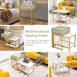 NNECW 2-Piece Nesting Coffee Table Set with Drawer and Shelf