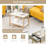 NNECW 2-Piece Nesting Coffee Table Set with Drawer and Shelf