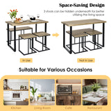 NNECW 4 Pieces Industrial Wooden Dining Table Set  with Stools for Kitchen