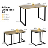 NNECW 4 Pieces Industrial Wooden Dining Table Set  with Stools for Kitchen