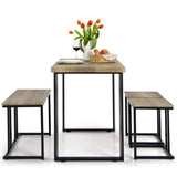 NNECW 4 Pieces Industrial Wooden Dining Table Set  with Stools for Kitchen