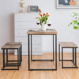 NNECW 4 Pieces Industrial Wooden Dining Table Set  with Stools for Kitchen