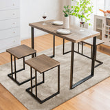 NNECW 4 Pieces Industrial Wooden Dining Table Set  with Stools for Kitchen