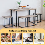 NNECW 4 Pieces Industrial Wooden Dining Table Set  with Stools for Kitchen
