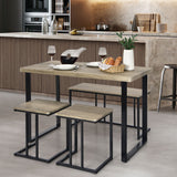 NNECW 4 Pieces Industrial Wooden Dining Table Set  with Stools for Kitchen