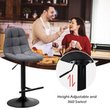 NNECW 2 Pieces Swivel Bar Stools with Linen Seat & Adjustable Height