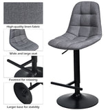 NNECW 2 Pieces Swivel Bar Stools with Linen Seat & Adjustable Height