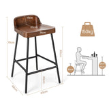 NNECW Low-Back Bar Stool with Backrest Footrest and Saddle Seat for Kitchen Pub