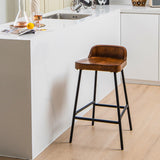 NNECW Low-Back Bar Stool with Backrest Footrest and Saddle Seat for Kitchen Pub