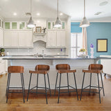 NNECW Low-Back Bar Stool with Backrest Footrest and Saddle Seat for Kitchen Pub
