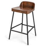 NNECW Low-Back Bar Stool with Backrest Footrest and Saddle Seat for Kitchen Pub