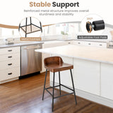 NNECW Low-Back Bar Stool with Backrest Footrest and Saddle Seat for Kitchen Pub