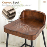NNECW Low-Back Bar Stool with Backrest Footrest and Saddle Seat for Kitchen Pub