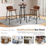 NNECW Low-Back Bar Stool with Backrest Footrest and Saddle Seat for Kitchen Pub