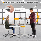 NNECW Mobile Height Adjustable Laptop Desk with Tablet Holder for Home/ Office