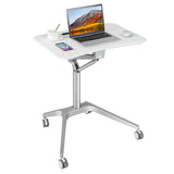 NNECW Pneumatic Sit Stand Laptop Table with Tablet Holder & 4 Rolling Casters for Home/Office