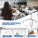 NNECW Pneumatic Sit Stand Laptop Table with Tablet Holder & 4 Rolling Casters for Home/Office