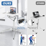 NNECW Pneumatic Sit Stand Laptop Table with Tablet Holder & 4 Rolling Casters for Home/Office