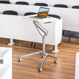 NNECW Pneumatic Sit Stand Laptop Table with Tablet Holder & 4 Rolling Casters for Home/Office