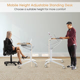 NNECW Mobile Height Adjustable Desk with Detachable Holder for Home & Office