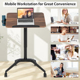 NNECW Mobile Height Adjustable Standing Desk with Anti-fall Baffle for Home/Office