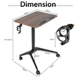 NNECW Mobile Height Adjustable Standing Desk with Anti-fall Baffle for Home/Office