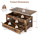 NNECW Lift Top Coffee Table with Enclosed Compartment & Drawers