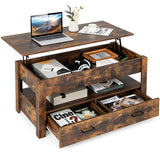 NNECW Lift Top Coffee Table with Enclosed Compartment & Drawers