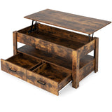NNECW Lift Top Coffee Table with Enclosed Compartment & Drawers