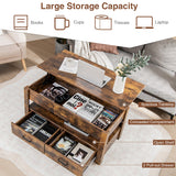 NNECW Lift Top Coffee Table with Enclosed Compartment & Drawers
