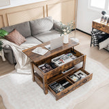 NNECW Lift Top Coffee Table with Enclosed Compartment & Drawers