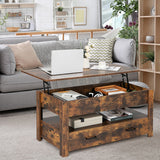 NNECW Lift Top Coffee Table with Enclosed Compartment & Drawers
