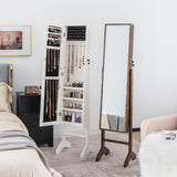 NNECW Standing Jewelry Cabinet with Full Length Mirror &amp Hooks &amp Shelves-White