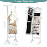 NNECW Standing Jewelry Cabinet with Makeup Mirror &amp Lockable Door-White