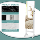 NNECW Standing Jewelry Cabinet with Makeup Mirror &amp Lockable Door-White