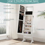 NNECW Standing Jewelry Cabinet with Makeup Mirror &amp Lockable Door-White