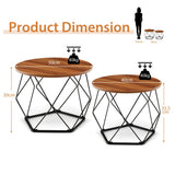 NNECW Circle Coffee Table with Pentagonal Steel Base for Living Room