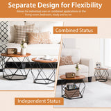 NNECW Circle Coffee Table with Pentagonal Steel Base for Living Room