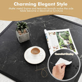 NNECW Modern Square Leisure Coffee Table  with Faux Marble Tabletop-Black