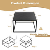 NNECW Modern Square Leisure Coffee Table  with Faux Marble Tabletop-Black