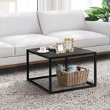 NNECW Modern Square Leisure Coffee Table  with Faux Marble Tabletop-Black