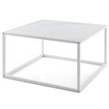 NNECW Modern Square Leisure Coffee Table  with Faux Marble Tabletop-White